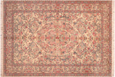handmade Traditional Tamour Ivory Pink Hand Knotted RECTANGLE 100% WOOL area rug 6x9