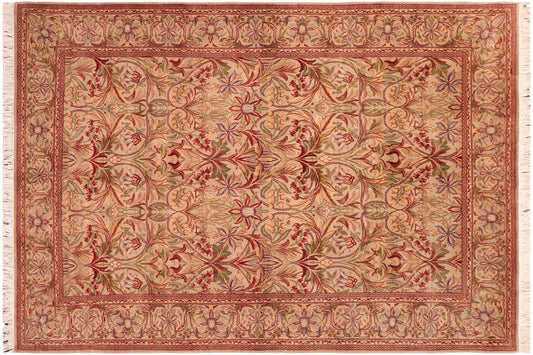 handmade Transitional Internation Taupe Rust Hand Knotted RECTANGLE 100% WOOL area rug 6x9