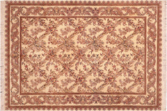 handmade Transitional Basan Ivory Pink Hand Knotted RECTANGLE 100% WOOL area rug 6x9