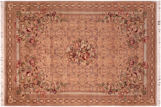 handmade Traditional Rasmi Romal Taupe Gold Hand Knotted RECTANGLE 100% WOOL area rug 6x10