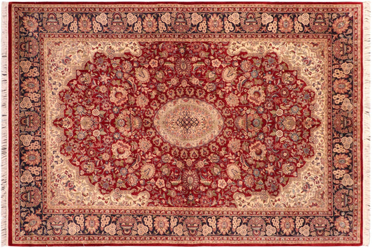 handmade Traditional Hussani Red Blue Hand Knotted RECTANGLE 100% WOOL area rug 6x9