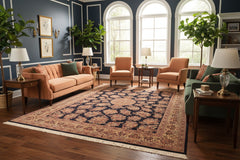 handmade Traditional Sarook Blue Beige Hand Knotted RECTANGLE 100% WOOL area rug 6x9