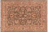 handmade Traditional Mahal Green Taupe Hand Knotted RECTANGLE 100% WOOL area rug 6x9