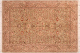 handmade Traditional Kashan Green Taupe Hand Knotted RECTANGLE 100% WOOL area rug 6x9