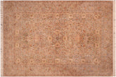 handmade Traditional Lahore Taupe Gold Hand Knotted RECTANGLE 100% WOOL area rug 6x9
