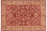 Aness Pak-Persian Numbers Red/Beige Wool Rug - 6'1'' x 9'1''