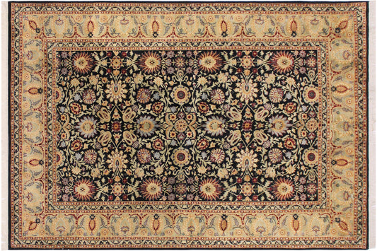 handmade Traditional New Asif Black Green Hand Knotted RECTANGLE 100% WOOL area rug 6x9