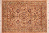 handmade Traditional Mehal Taupe Green Hand Knotted RECTANGLE 100% WOOL area rug 6x9