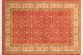 handmade Transitional Lahore Red Beige Hand Knotted RECTANGLE 100% WOOL area rug 6x9