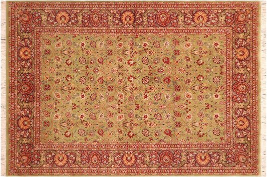 handmade Transitional Lahore Green Burgundy Hand Knotted RECTANGLE 100% WOOL area rug 6x9