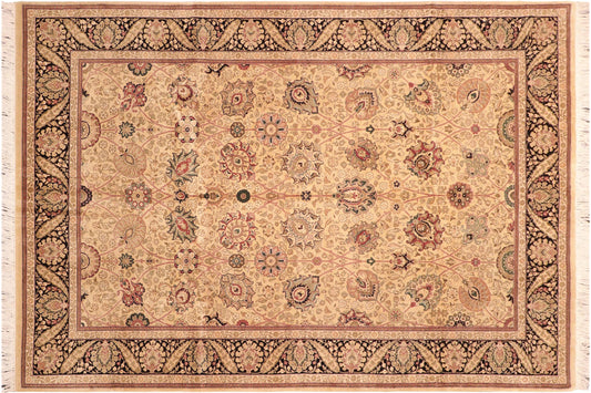 handmade Traditional New Mubashe Beige Black Hand Knotted RECTANGLE 100% WOOL area rug 6x9