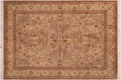 handmade Traditional Agra Taupe Green Hand Knotted RECTANGLE 100% WOOL area rug 6x9