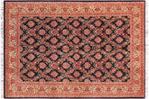 handmade Transitional Gulab Blue Ivory Hand Knotted RECTANGLE 100% WOOL area rug 6x9