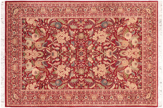 handmade Traditional Nagi Red Beige Hand Knotted RECTANGLE 100% WOOL area rug 6x9