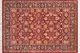 handmade Traditional Agra Red Blue Hand Knotted RECTANGLE 100% WOOL area rug 6x9