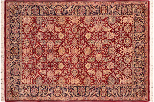 handmade Traditional Agra Red Blue Hand Knotted RECTANGLE 100% WOOL area rug 6x9