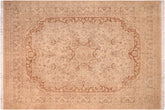handmade Traditional Kashan Tan Brown Hand Knotted RECTANGLE 100% WOOL area rug 8x10
