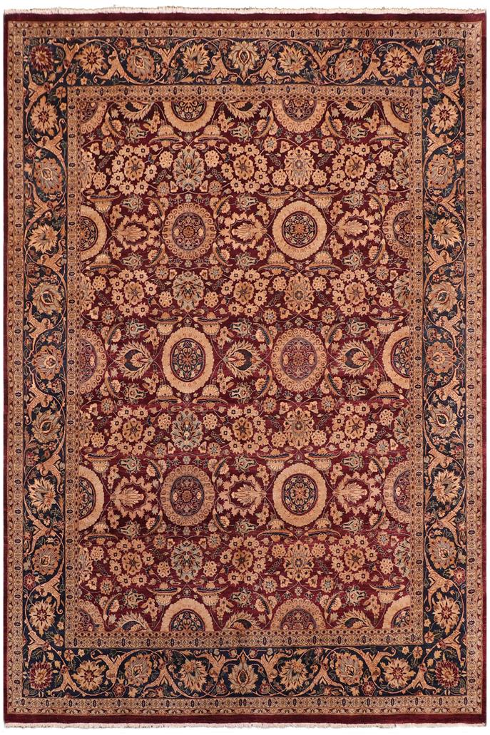 Traditional Agra Tabriz Septembe Aubergine Blue Hand Knotted Area rugs 8 x 10