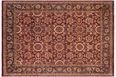 handmade Transitional Agra Tabriz Aubergine Blue Hand Knotted RECTANGLE 100% WOOL area rug 8x10