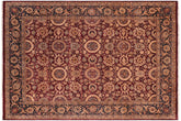 handmade Transitional Agra Tabriz Aubergine Blue Hand Knotted RECTANGLE 100% WOOL area rug 8 x 10