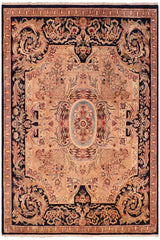 Traditional Angola Evelina Tan Blue Hand Knotted Area rugs 8 x 10