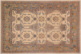 handmade Transitional Kafkaz Beige Turquoise Hand Knotted RECTANGLE 100% WOOL area rug 9' x 11'