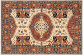 handmade Traditional Kafkaz Beige Rust Hand Knotted RECTANGLE 100% WOOL area rug 9' x 13'