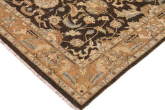 handmade Traditional Kafkaz Charcoal Brown Hand Knotted RECTANGLE 100% WOOL area rug 9x11