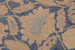 handmade Transitional Kafkaz Blue Beige Hand Knotted RECTANGLE 100% WOOL area rug 9' x 12'