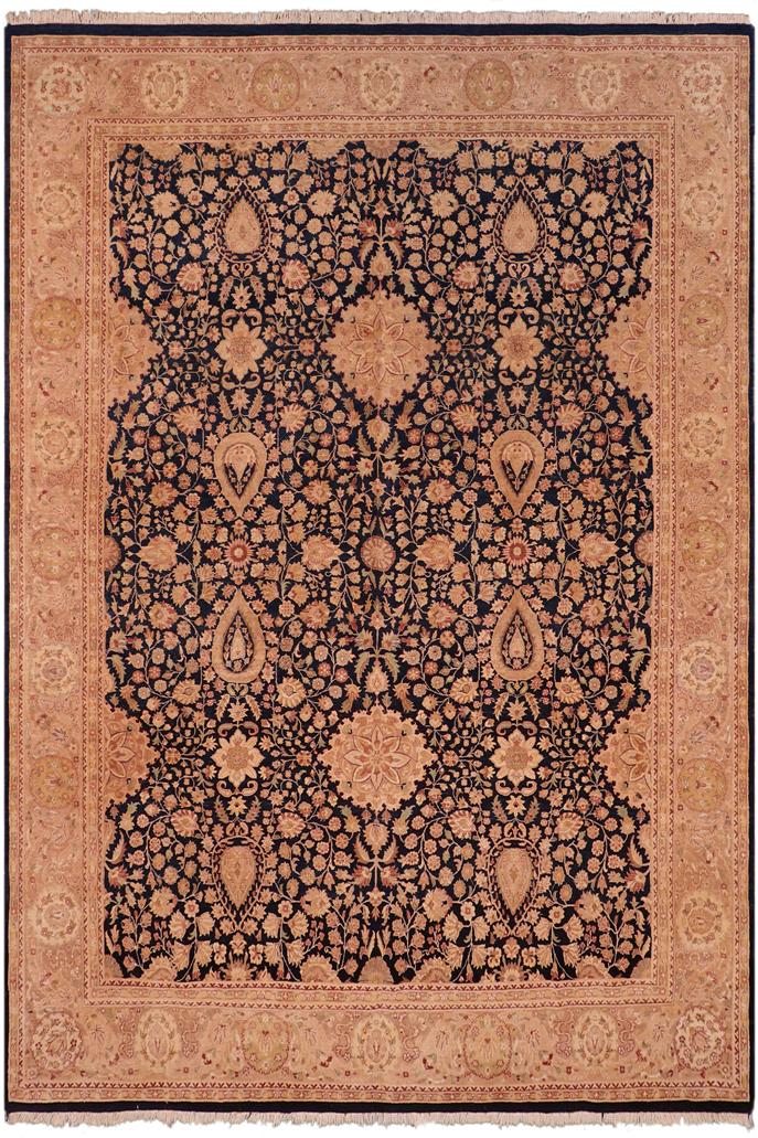 Traditional Sultan Rikki Blue Tan Hand Knotted Area rugs 8 x 10