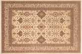 handmade Geometric Kafkaz Ivory Lt. Tan Hand Knotted RECTANGLE 100% WOOL area rug 8' x 10'