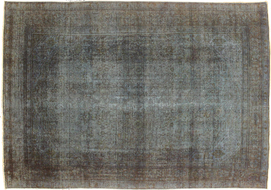 handmade Modern Vintage Blue Brown Hand Knotted RECTANGLE 100% WOOL area rug 8' x 11'