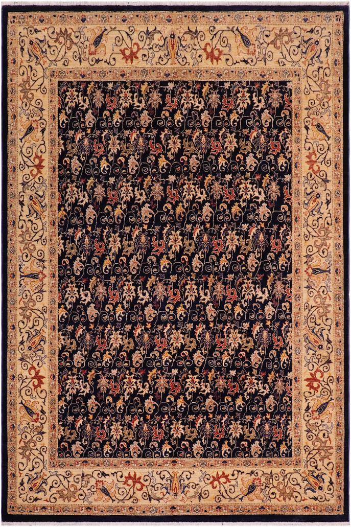 handmade Transitional Kafkaz Blue Lt. Gold Hand Knotted RECTANGLE 100% WOOL area rug 8 x 10