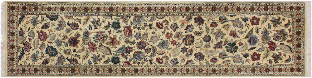 handmade Traditional Gulberg Beige Green Hand Knotted RUNNER 100% WOOL area rug 3' x 10'