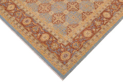 handmade Transitional Kafkaz Lt. Blue Brown Hand Knotted RECTANGLE 100% WOOL area rug 9 x 12