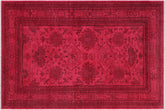 handmade Over Dyed Over Dyed Pink Pink Hand Knotted RECTANGLE 100% WOOL area rug 6' x 9'