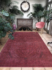 handmade Modern Vintage Purple Brown Hand Knotted RECTANGLE 100% WOOL area rug 7' x 10'