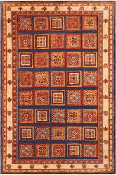 handmade Transitional Berjusta Blue Beige Hand Knotted RECTANGLE 100% WOOL area rug 8 x 10