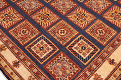 handmade Transitional Berjusta Blue Beige Hand Knotted RECTANGLE 100% WOOL area rug 8 x 10