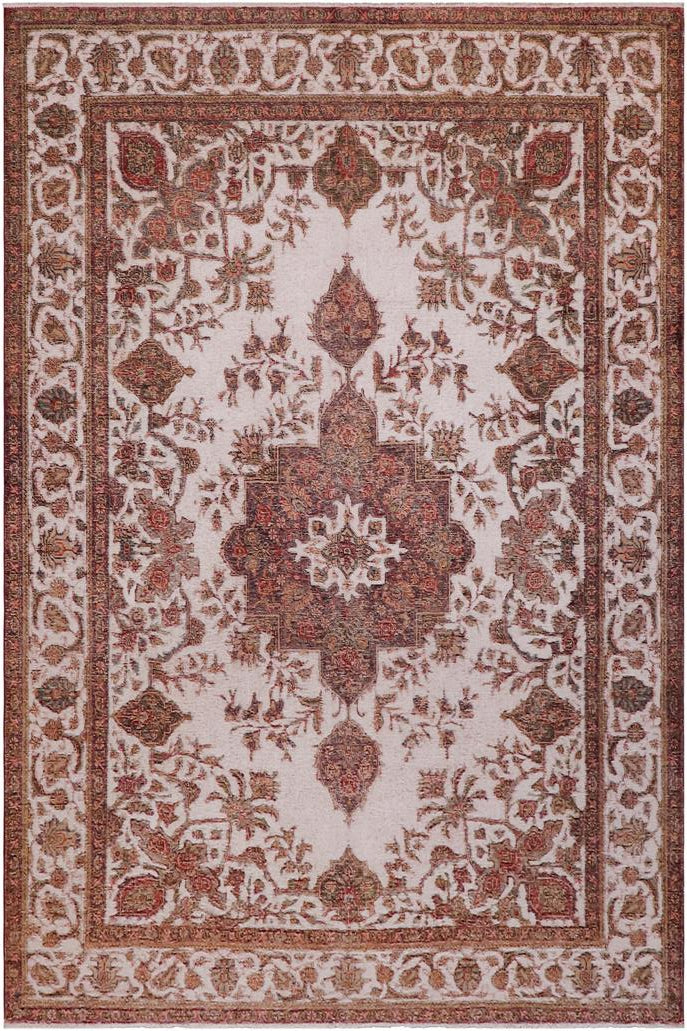 handmade Vintage Vintage Beige Red Hand Knotted RECTANGLE 100% WOOL area rug 8x10