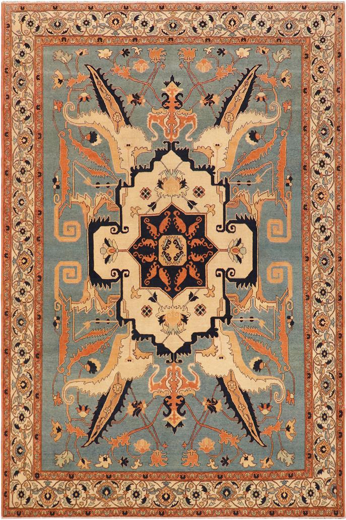 handmade Traditional Veg Dye Blue Beige Hand Knotted RECTANGLE 100% WOOL area rug 9 x 12