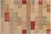 handmade Modern Kafkaz Tan Red Hand Knotted RECTANGLE 100% WOOL area rug 9' x 11'