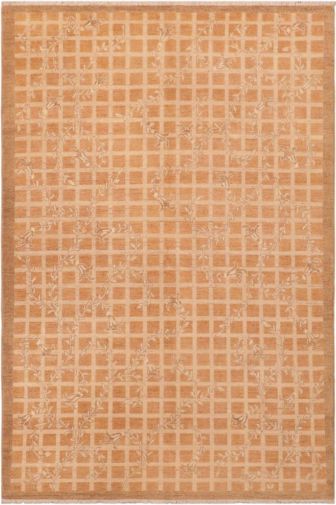 handmade Transitional Kafkaz Rust Tan Hand Knotted RECTANGLE 100% WOOL area rug 6 x 9