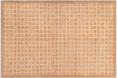 handmade Modern Kafkaz Rust Tan Hand Knotted RECTANGLE 100% WOOL area rug 6' x 9'