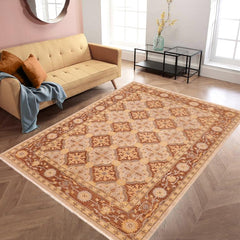 handmade Transitional Kafkaz Beige Brown Hand Knotted RECTANGLE 100% WOOL area rug 6 x 9