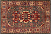 Tribal Super Kazak Magaly Green/Beige Wool Rug - 6'10'' x 9'6''
