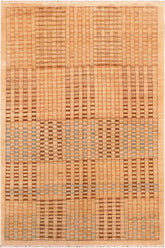 handmade Modern Kafkaz Tan Brown Hand Knotted RECTANGLE 100% WOOL area rug 6 x 9