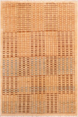 handmade Modern Kafkaz Tan Brown Hand Knotted RECTANGLE 100% WOOL area rug 6  x 9