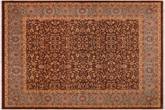 handmade Traditional Brown Lt. Blue Hand Knotted RECTANGLE 100% WOOL area rug 8' x 10'