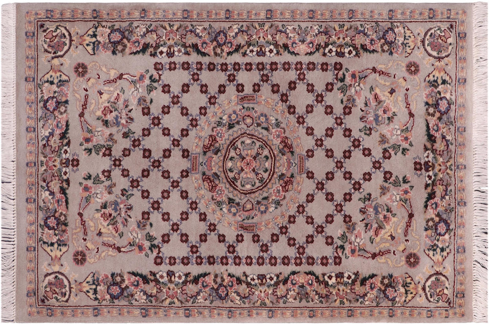 handmade Traditional Gray Blue Hand Knotted RECTANGLE 100% WOOL area rug 3x4